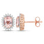 1.61 Carat Genuine Morganite and White Diamond Halo Earrings