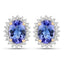 Boucles d'oreilles en tanzanite véritable de 1,71 carat et diamants blancs en or jaune 14K