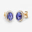 Boucles d'oreilles en tanzanite véritable de 1,71 carat et diamants blancs en or jaune 14K