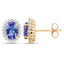 Boucles d'oreilles en tanzanite véritable de 1,71 carat et diamants blancs en or jaune 14K