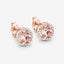 Pendientes Halo de Morganita y Diamante Blanco de 0.93 Quilates