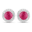 Pendientes de Rubí y Diamante de 1.22 Quilates en Oro Blanco de 14K
