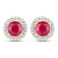 1.22 Carat Genuine Ruby and White Diamond 14K Yellow Gold Earrings