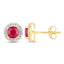 1.22 Carat Genuine Ruby and White Diamond 14K Yellow Gold Earrings