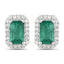 Pendientes de Esmeralda Zambiana y Diamante de 0.91 Quilates en Oro Blanco de 14K