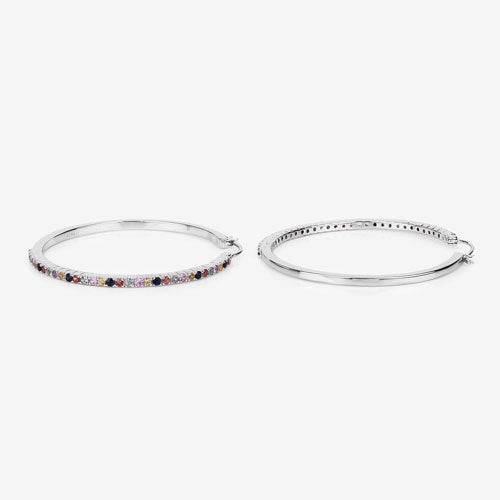 2.24 Carat Multi Sapphire .925 Sterling Silver Hoop Earrings
