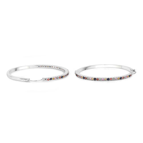 2.24 Carat Multi Sapphire .925 Sterling Silver Hoop Earrings