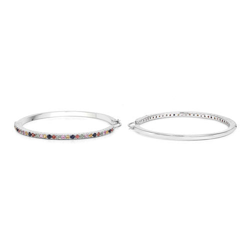 2.24 Carat Multi Sapphire .925 Sterling Silver Hoop Earrings