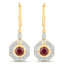 Boucles d'oreilles en rubis véritable de 1,78 carat et zircon blanc en argent sterling