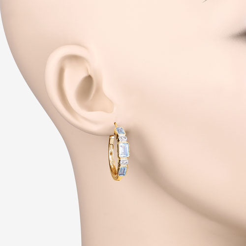 2.66 Carat Genuine Blue Topaz & White Topaz Sterling Silver Earrings