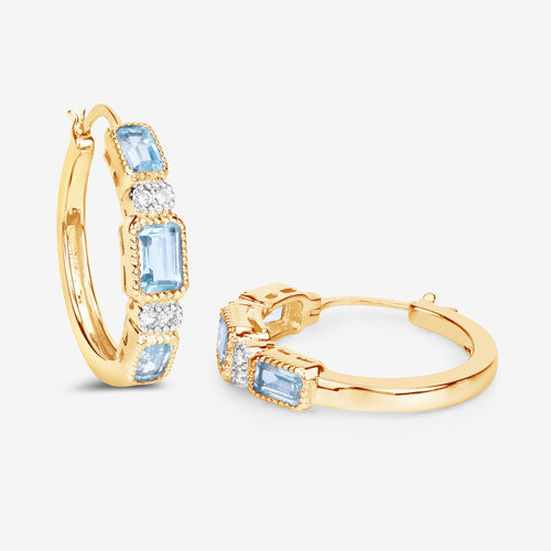 2.66 Carat Genuine Blue Topaz & White Topaz Sterling Silver Earrings
