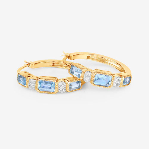 2.66 Carat Genuine Blue Topaz & White Topaz Sterling Silver Earrings