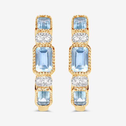 2.66 Carat Genuine Blue Topaz & White Topaz Sterling Silver Earrings