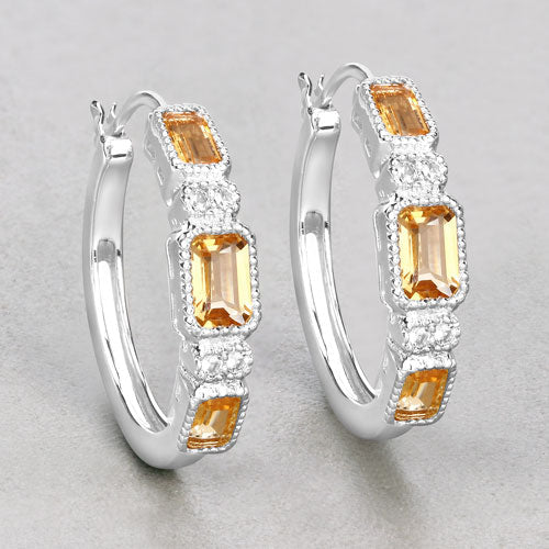 Boucles d'oreilles en argent sterling avec citrine et topaze blanche de 2,88 carats
