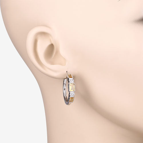 Boucles d'oreilles en argent sterling avec citrine et topaze blanche de 2,88 carats