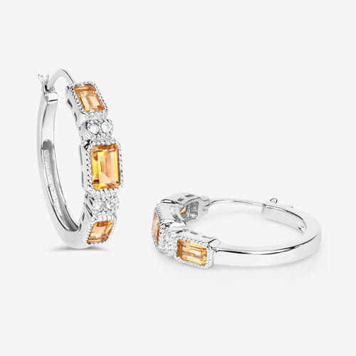 Boucles d'oreilles en argent sterling avec citrine et topaze blanche de 2,88 carats