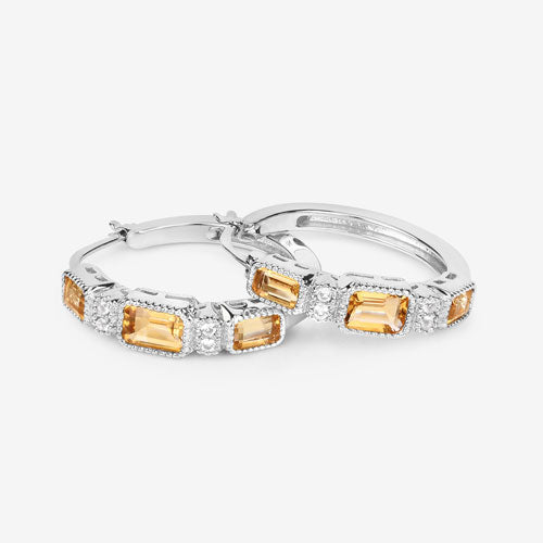 Boucles d'oreilles en argent sterling avec citrine et topaze blanche de 2,88 carats