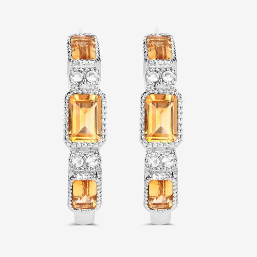 Boucles d'oreilles en argent sterling avec citrine et topaze blanche de 2,88 carats