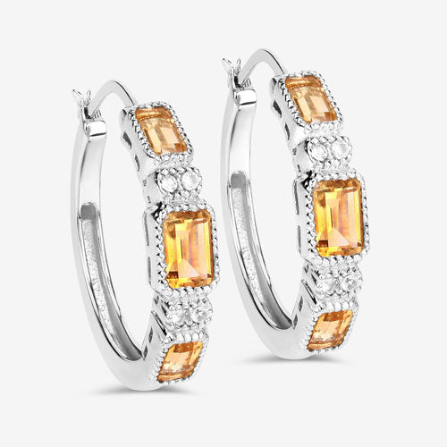 Boucles d'oreilles en argent sterling avec citrine et topaze blanche de 2,88 carats
