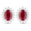 2.02 Carat Genuine Ruby and White Diamond 14K White Gold Earrings