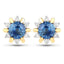 Pendientes de oro de 14K con zafiros azules genuinos y diamantes de 1.87 quilates