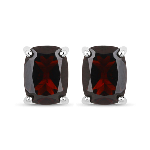 Boucles d'oreilles en grenat avec plaquage en or blanc 18K en argent sterling