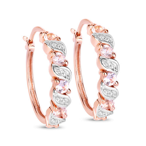 Boucles d'oreilles en Morganite et Topaze Blanche de 0,98 Carat