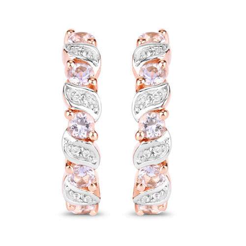 Boucles d'oreilles en Morganite et Topaze Blanche de 0,98 Carat