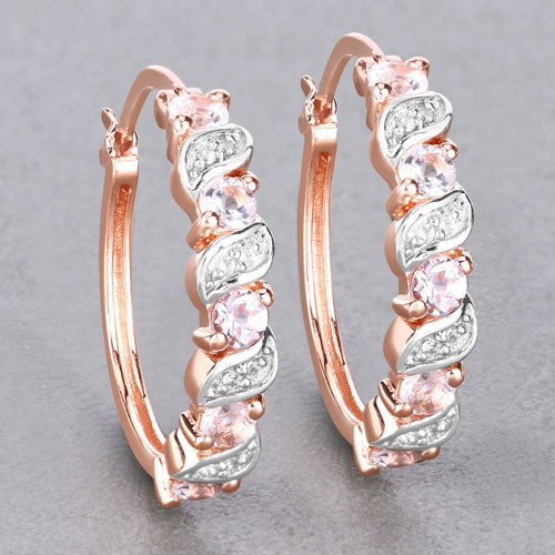 Boucles d'oreilles en Morganite et Topaze Blanche de 0,98 Carat