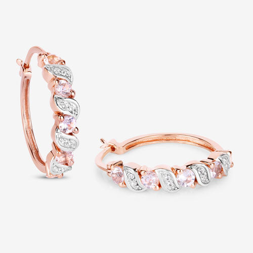 Boucles d'oreilles en Morganite et Topaze Blanche de 0,98 Carat
