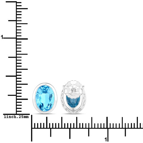 4.00 Carat Genuine Swiss Blue Topaz Sterling Silver Earrings