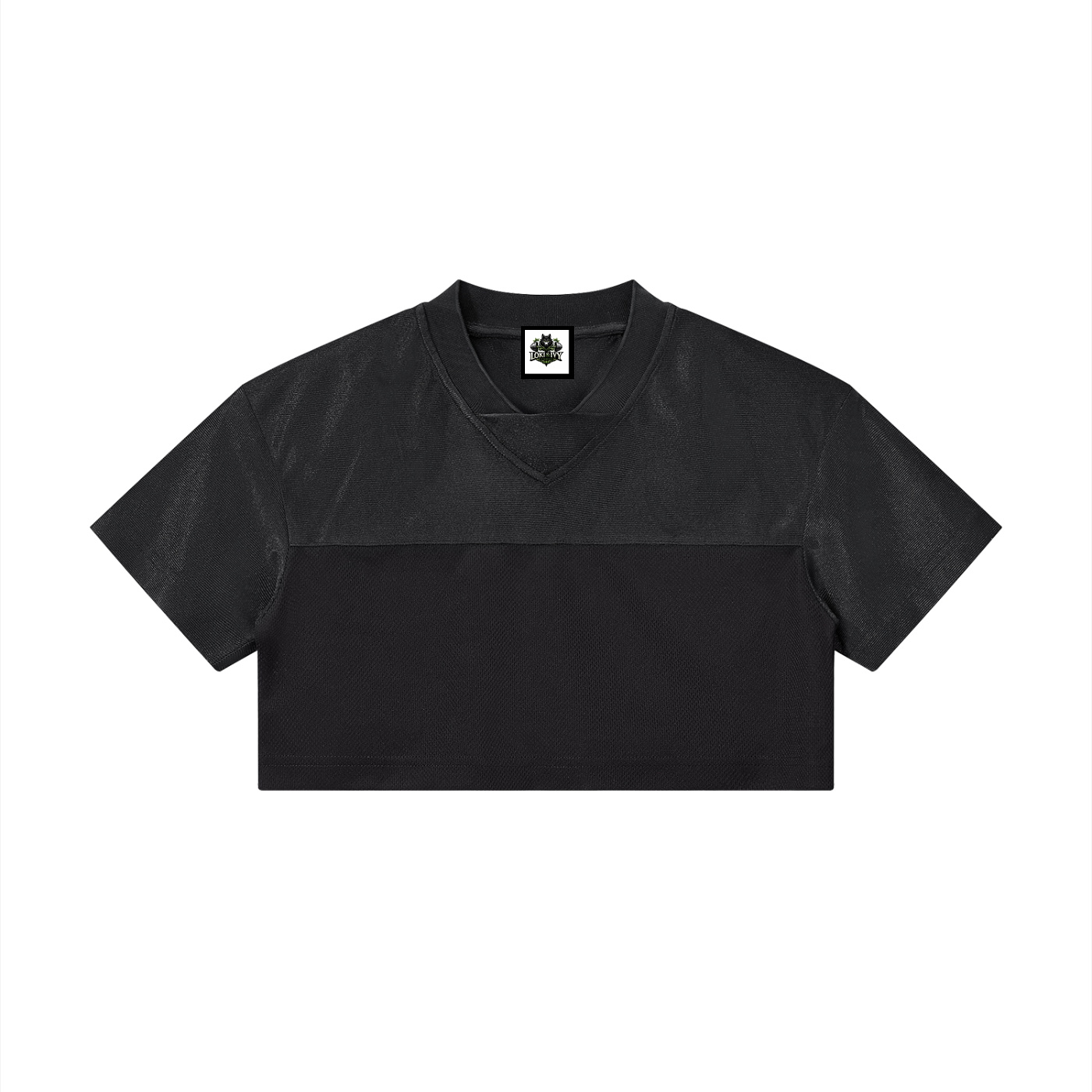 Loki & Ivy Women's Cropped Paneled V-Neck Jersey