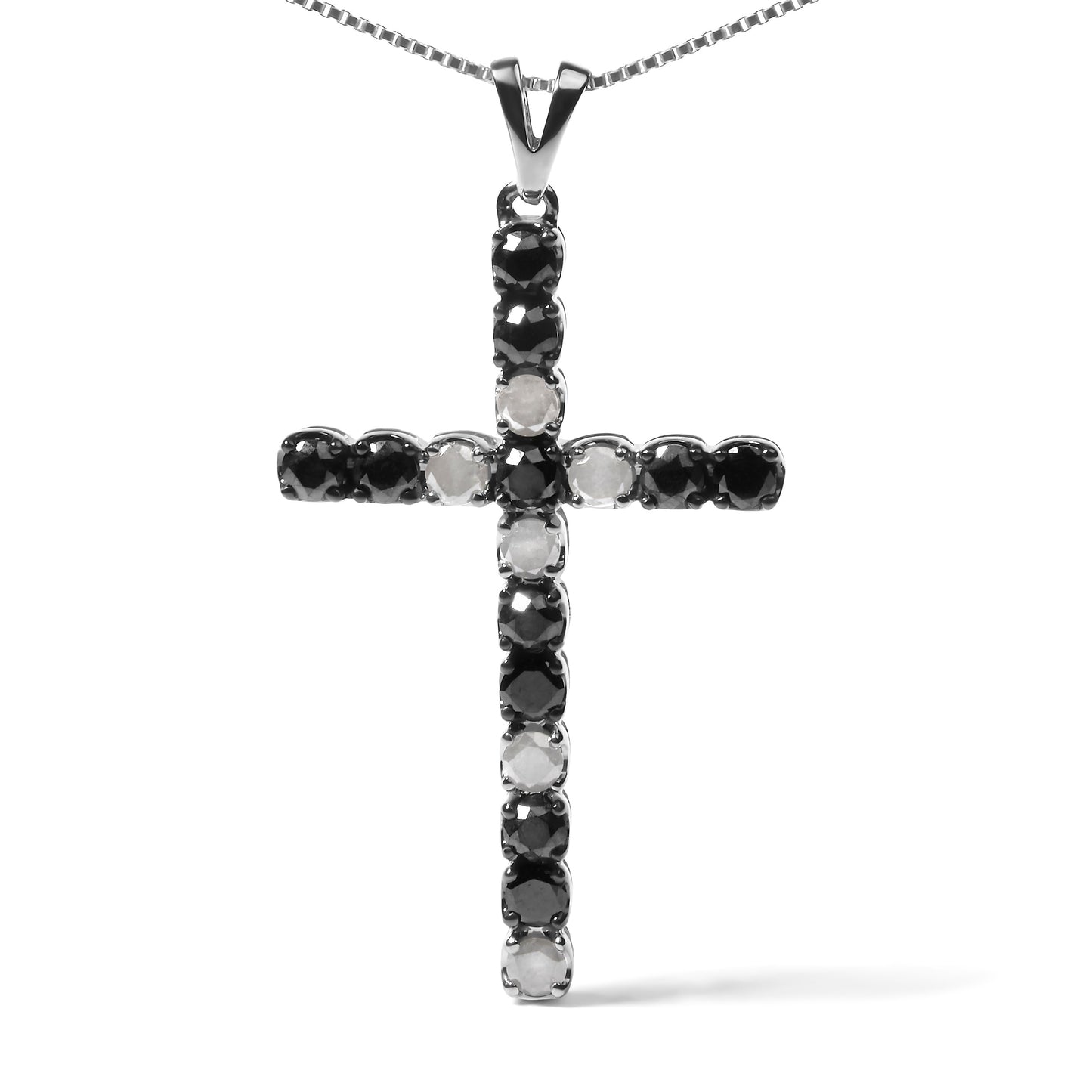 .925 Sterling Silver Diamond Cross Pendant Necklace - 18"