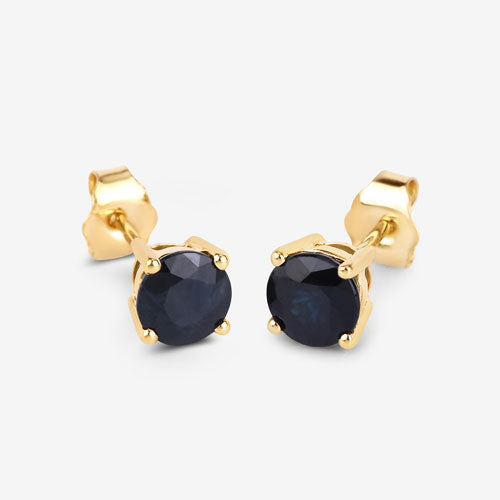 Boucles d'oreilles en saphir bleu véritable de 1,70 carat en or jaune 10K