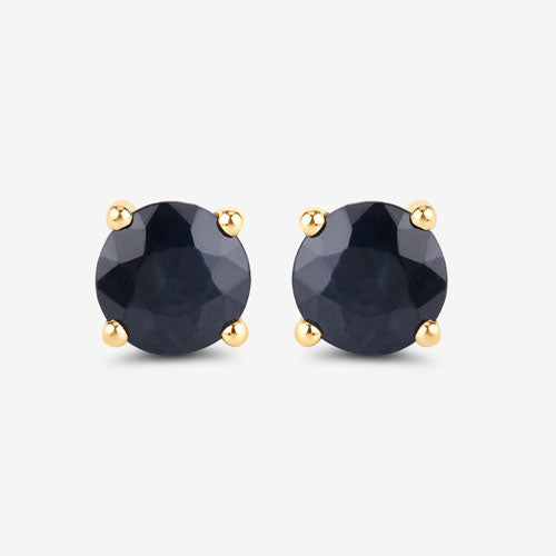 Boucles d'oreilles en saphir bleu véritable de 1,70 carat en or jaune 10K