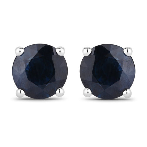 Pendientes de zafiro azul genuino de 1.70 quilates en oro blanco de 14 quilates