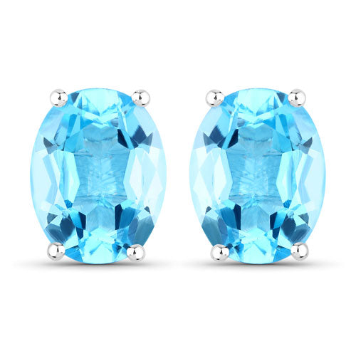 4.00 Carat Genuine Swiss Blue Topaz Sterling Silver Earrings