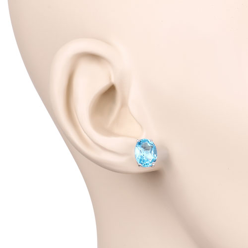 4.00 Carat Genuine Swiss Blue Topaz Sterling Silver Earrings
