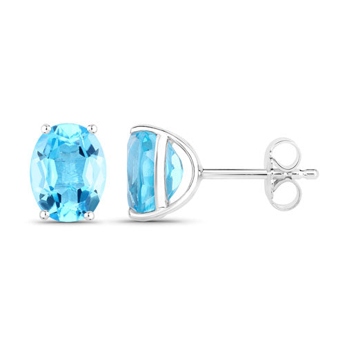 4.00 Carat Genuine Swiss Blue Topaz Sterling Silver Earrings