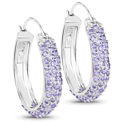 Elegant 3.06 Carat Genuine Tanzanite Sterling Silver Earrings