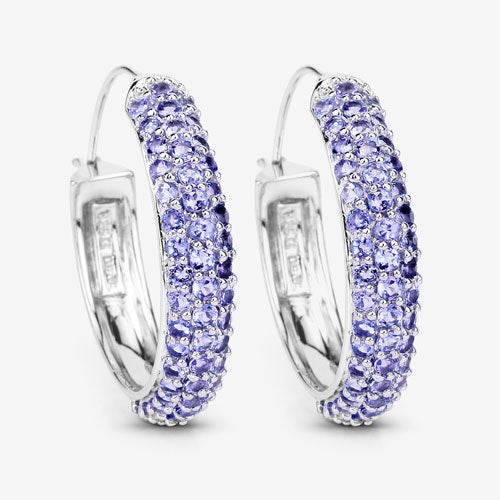 Elegant 3.06 Carat Genuine Tanzanite Sterling Silver Earrings