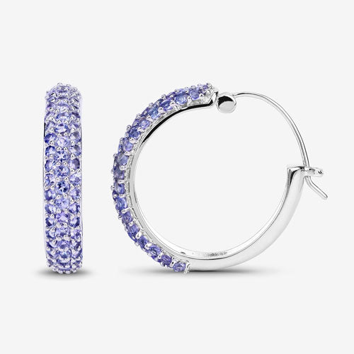 Elegant 3.06 Carat Genuine Tanzanite Sterling Silver Earrings