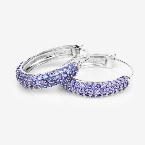 Elegant 3.06 Carat Genuine Tanzanite Sterling Silver Earrings