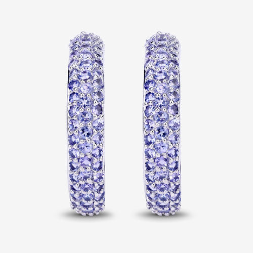 Elegant 3.06 Carat Genuine Tanzanite Sterling Silver Earrings