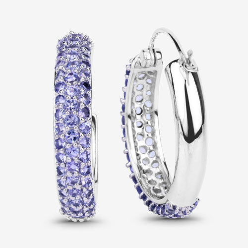 Elegant 3.06 Carat Genuine Tanzanite Sterling Silver Earrings
