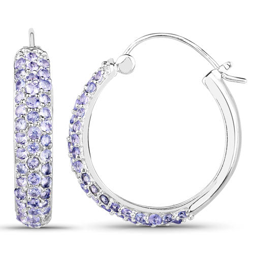 Elegant 3.06 Carat Genuine Tanzanite Sterling Silver Earrings