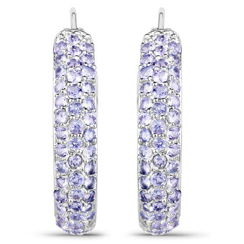 Elegant 3.06 Carat Genuine Tanzanite Sterling Silver Earrings