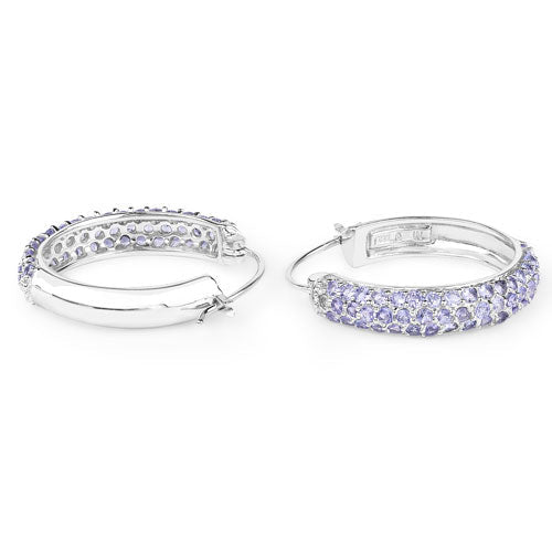 Elegant 3.06 Carat Genuine Tanzanite Sterling Silver Earrings