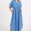 Robe Midi Boutonnée V-Neck à Lavage Minéral