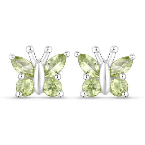 Pendientes de Peridoto Genuino de 1.00 Quilate en Plata Esterlina .925